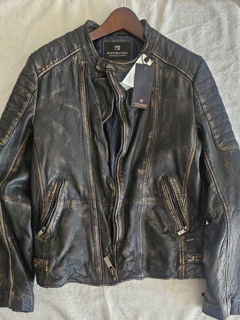 🔥 Scotch & Soda Genuine Leather Moto Jacket – NEW w/ Tags – $539 MSRP